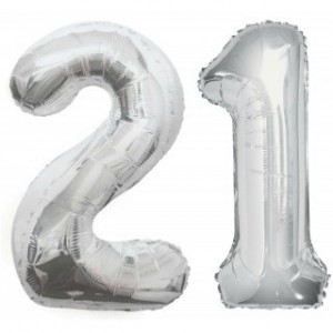 21 Yas Gümüş Folyo Balon 40cm