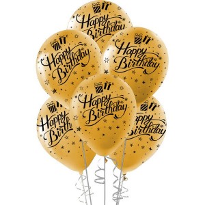 Happy Birthday Altın  Baskılı Balon