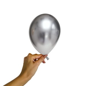 Mini Gümüş Krom Balon - 10 Adet - 12 cm