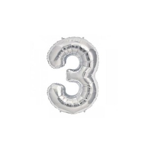 3 Rakam Gümüş Folyo Balon 40 cm