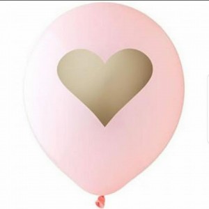 Pembe Altın Kalp Baskılı 10lu Latex Balon