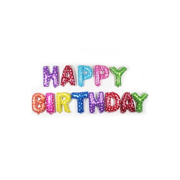 Renkli Happy Birthday Folyo Yazı