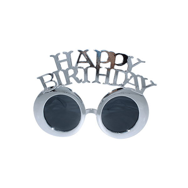 Happy Birthday Yazılı Doğum Günü Partisi Gözlüğü Gümüş