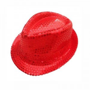 Kırmızı Payetli Fötr Şapka