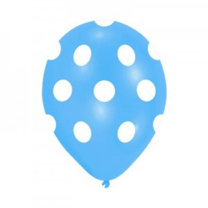Bebek Mavisi-Beyaz Puanlı 10 lu Latex Balon