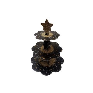 Siyah Yıldız Puantiyeli Cupcake standı