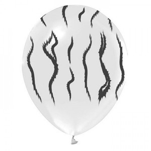 Zebra Baskılı Beyaz Balon 10 Adet