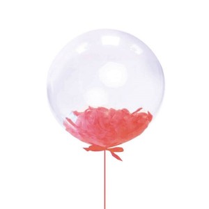 24 inch Kırmızı Tüylü Şeffaf Balon