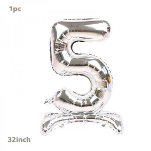 5 Rakam Ayaklı Gümüş Folyo Balon 80 cm (32 inch)