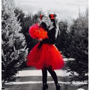 Anne Kız Tütü Etek Kırmızı