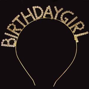 Birthday Girl Tacı  Kristal Taşlı Altın Renk 16x17 cm