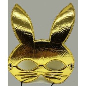 Tavşan Maskesi 25X17 cm Altın Renk Kumaş Malzemeden İmal