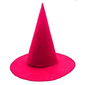 Cadı Şapkası Yetişkin Çocuk Uyumlu 35X38 cm Pembe Fuşya Renk Keçe