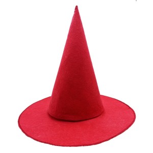 Cadı Şapkası Yetişkin Çocuk Uyumlu 35X38 cm Kırmızı Renk Keçe