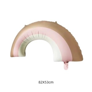 Pembe Kahve Krem Gökkuşağı Folyo Balon 82*44 cm