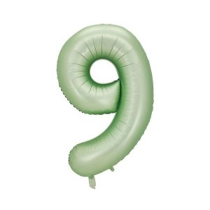 9 Rakam Retro Yeşil Folyo Balon 34 inç 76 cm