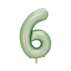 6 Rakam Retro Yeşil Folyo Balon 34 inç 76 cm