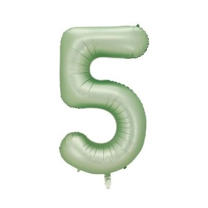 5 Rakam Retro Yeşil Folyo Balon 34 inç 76 cm