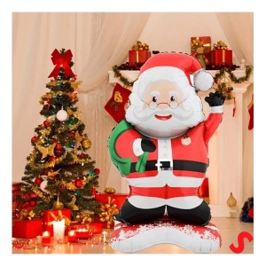 Ayaklı Gözlüklü Noel Baba Folyo Balon 120 cm 