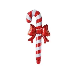 Yılbaşı Folyo Balon baston şeker kurdeleli 56x27cm