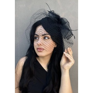 Siyah Renk Nikah Şapkası / Vualet Şapka