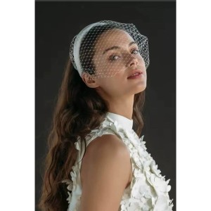 Beyaz Renk Tül Detaylı Saç Aksesuarı/ Nikah Düğün Gelin Taç