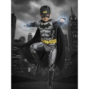 Batman Kaslı Çocuk Siyah Pelerinli Maskeli Yarasa Adam Kostümü 7/8 Yaş