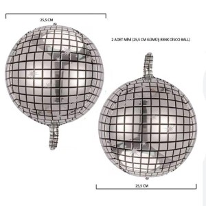 2 Adet Mini Disko Topu Folyo Balon 