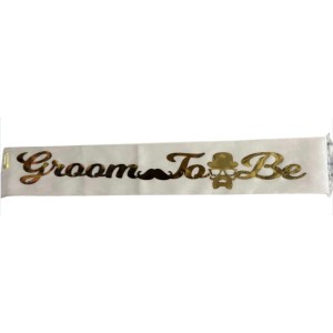 Groom To Be Yazılı Beyaz Üstüne Altın Yaldızlı Kuşak 150 Cm Bekarlığa Veda Partisi Konsepti Süsleme