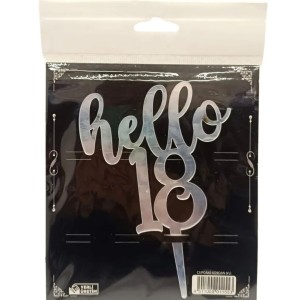 Hello 18 Pasta Üzeri Gümüş Pleksi Pasta Süsü