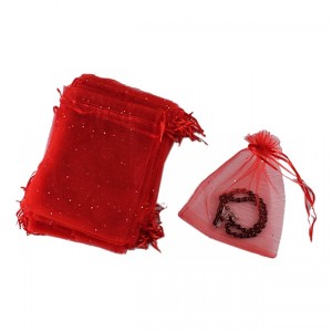 10 Adet Orta Boy Tül Kese Kırmızı 12x16 cm