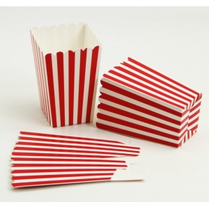 Kırmızı Beyaz Çizgili 10 Popcorn-ŞekerKutusu