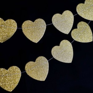 Altın Simli Kalp Garlent 2.25cm