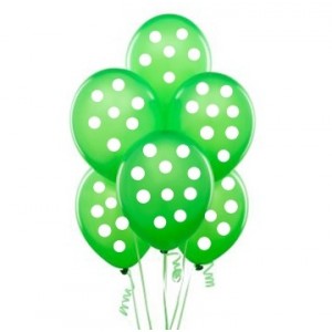 Yeşil-Beyaz Puanlı 10 lu Latex Balon
