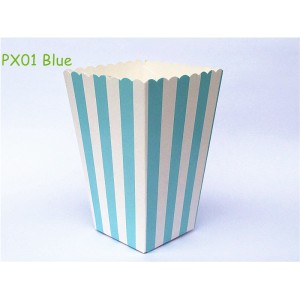 Mavi Beyaz Çizgili 10 Popcorn-Şeker kutusu